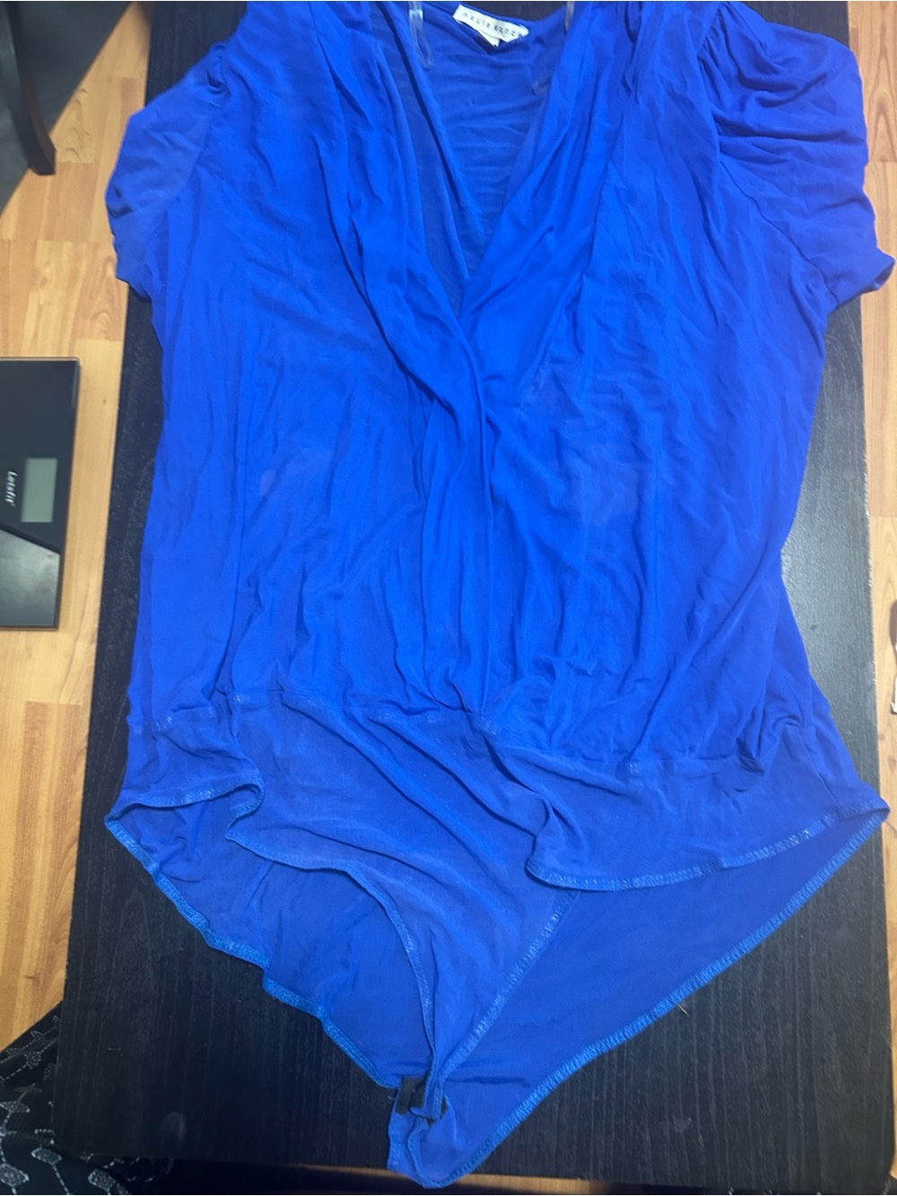 Haute Monde Cobalt Blue Draped V-Neck Bodysuit